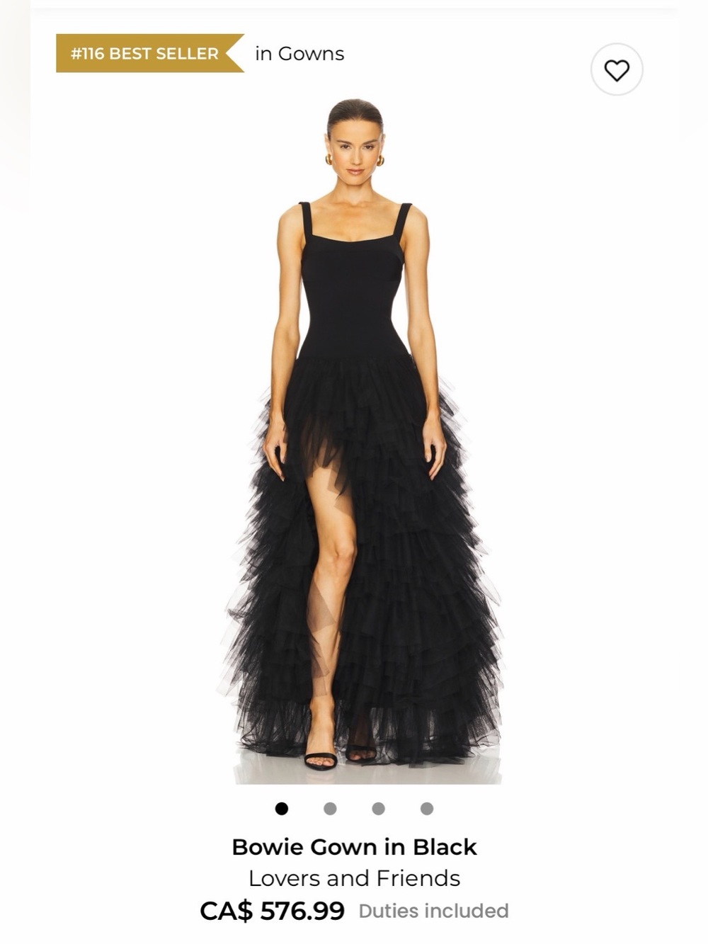 Lovers + Friends Black Tulle Gown
